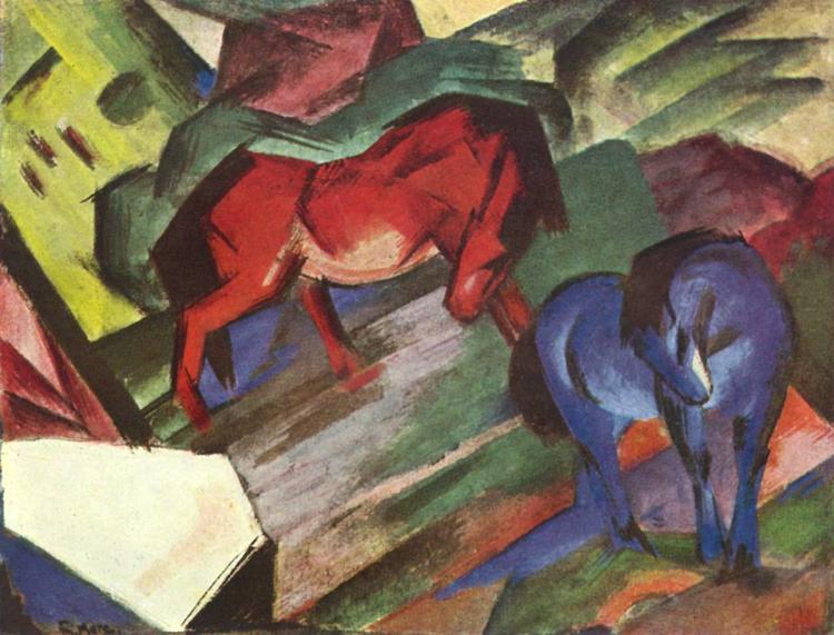 Franz Marc Red and Blue Horse (mk34) Germany oil painting art